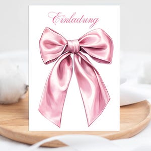 Einladungskarten Bow/ Kindergeburtstag / Einladungen Schleife /Rosa Schleife Mädchen / rosa Einladung