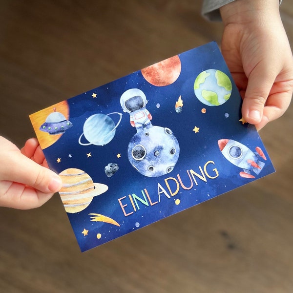Einladungskarten 10 Set/ Kindergeburtstag / Einladungen Kosmos/ Einladungen Jungen / Universum Einladung