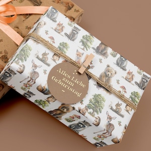 Geschenkpapier Baby Tiere / Geschenkbögen Baby / schönes Geschenkpapier  /Geschenkpapier zum Geburtstag / Geschenkpapier Waldtiere