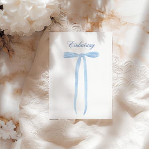 Einladungskarten Bow/ Kindergeburtstag / Einladungen Schleife /Blau Schleife Mädchen / blau Einladung