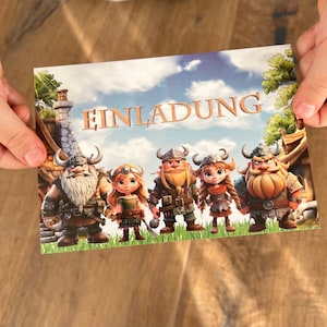 Einladungskarten 10 Set/ Kindergeburtstag / Einladungen Wikinger/ Einladungen Jungen / wikingerin Einladung