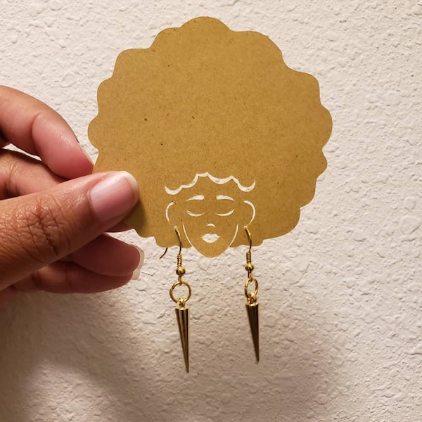 Earring Backing Card Template SVG - Afro Woman