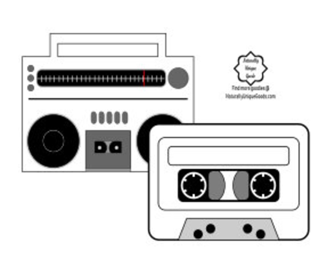 White Cassette Tape & Boombox Greeting Card Etsy