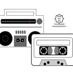 White Cassette Tape & Boombox Greeting Card