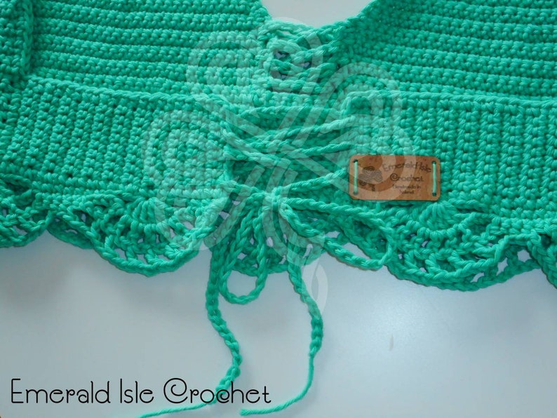 38 to 40 Bust Large - Pattern by MermaidCatDesigns Handmade Crochet Bright Green Halter Bralette Crop Top