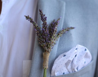 Boutonnière Champêtre brin de lavande séchée Homme