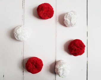 Pompon en coton 7cm, boules de fil, pompon rouge, pompon blanc, fournitures de couture, fournitures de tricot
