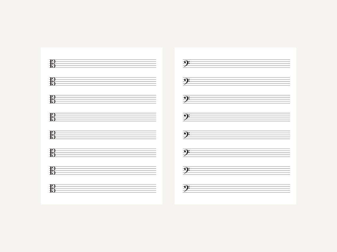 Sheet Music Treble Alto Bass Clef Blank Digital Printable - Etsy