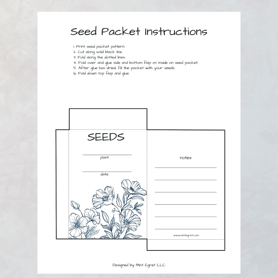Seed Saving Envelope Printable Digital PDF Etsy