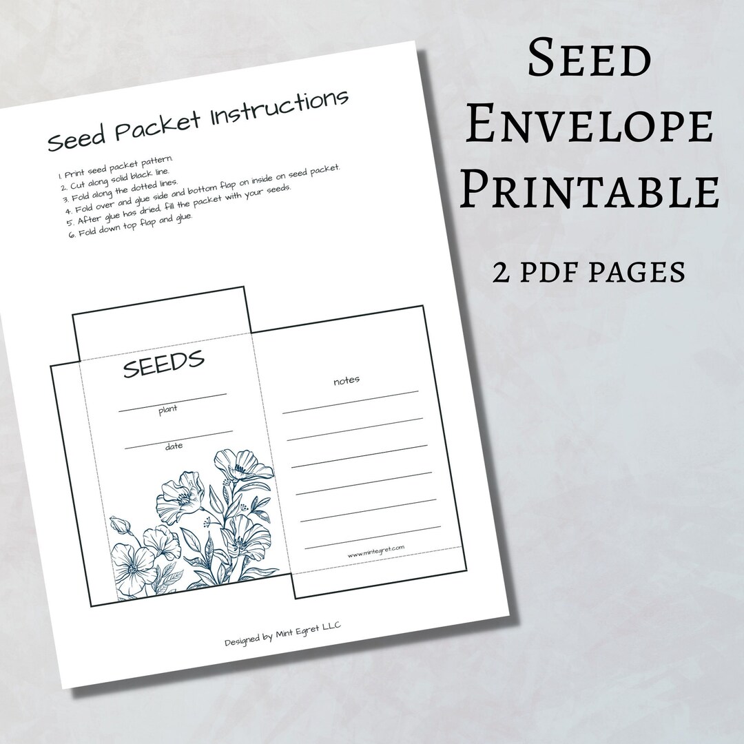 Seed Saving Envelope Printable Digital PDF Etsy
