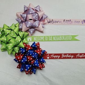 New!! BIGGER Custom Message Gift Bow: Personalized Ribbon Bow for Special Occasions