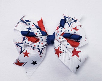 Hair Bows; Patriotic Colors Hair Accessories in Red/White/Blue