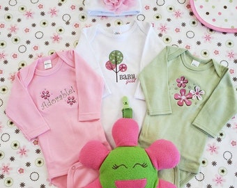 Baby Girl Romper/Beanie/Blanket Set with Toy;  Going Home Outfit