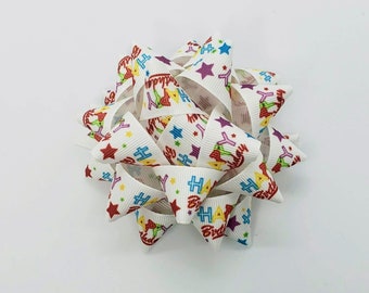 Handmade Happy Birthday Bow: Colorful Gift Wrap Bow