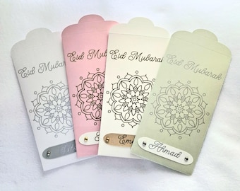 Eid Mubarak Personalized Money Envelope, Choice of 5 Colors