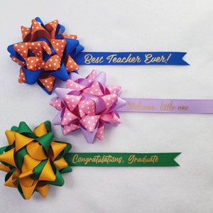 Create Your Own Custom Message Bow Gift Bows for Graduation, Mothers Day, Fathers Day, Birthday, any Special Occasion image 2