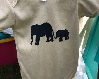 Mama and Baby Elephant Onesie