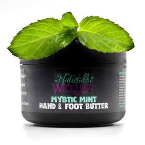 Naturally Wicked Mystic Mint Moisturising Hand & Foot Butter With Vibrant Green Mint Leaves On Top