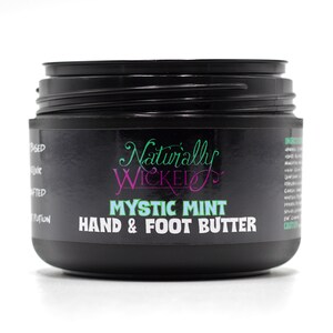 Naturally Wicked Mystic Mint Hand & Foot Butter With Lid Removed Exposing Inner Luxury Container Seal