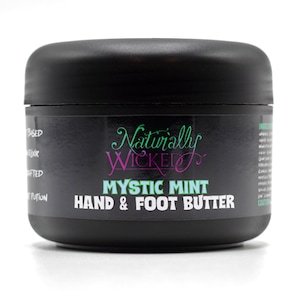 Naturally Wicked Mystic Mint Hand & Foot Butter In Luxury Rounded Black Container