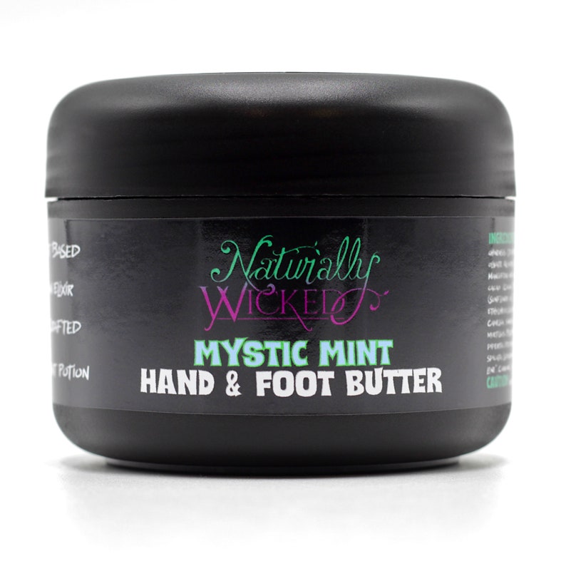 Naturally Wicked Mystic Mint Hand & Foot Butter In Luxury Rounded Black Container