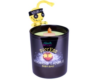 Vela de hechizo de éxito vudú • Aroma mágico de mango, muñeca y cristal