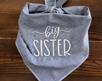 Embroidered Pregnancy Announcement Dog Bandana: Big Sister/Brother Gift