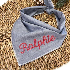 Personalized Dog Bandana: Chain Stitch Embroidery, Puppy Gift
