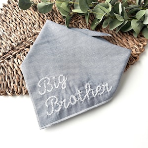 Chain Stitch Personalized Dog Bandana: Big Brother Announcement