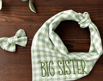 Personalized Big Sister Dog Bandana: Embroidered Pregnancy Announcement