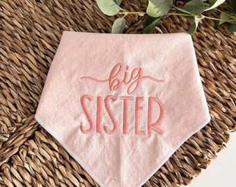 Embroidered Big Sister Dog Bandana, Pregnancy Announcement, Baby Shower Gift