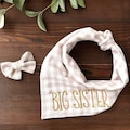 Big Sister Dog Bandana: Embroidered Gingham Pregnancy Announcement