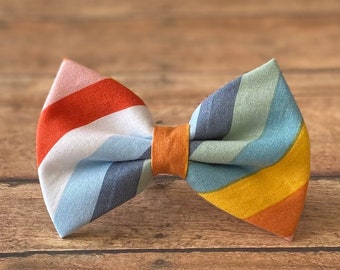 Multicolor stripes dog bow tie, Rainbow dog bow tie, Pride dog bow tie, Dog bow tie, Pet bow tie, Cat bow tie