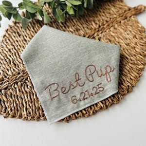 Dog wedding bandana, Best pup bandana, Dog wedding attire, Personalized dog bandana, Linen dog bandana, Engagement gift idea