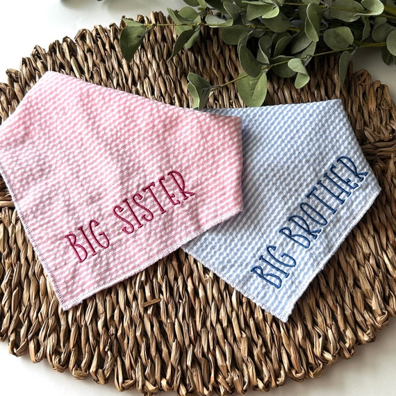 Embroidered Dog Bandana: Big Brother/Sister Announcement, Personalized Puppy Gift