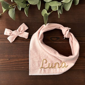 Embroidered Personalized Dog Bandana: Chain Stitch Puppy Gift