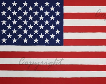 United States of America Flag Art Print, Plain American Stars and Stripes Flag, Patriotic Wall Art Deco, Made in America