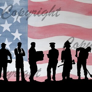 Flag Art Print, Patriotic Art Print, America Art Print, Essential Worker Art Print, American Worker Art Print, United States