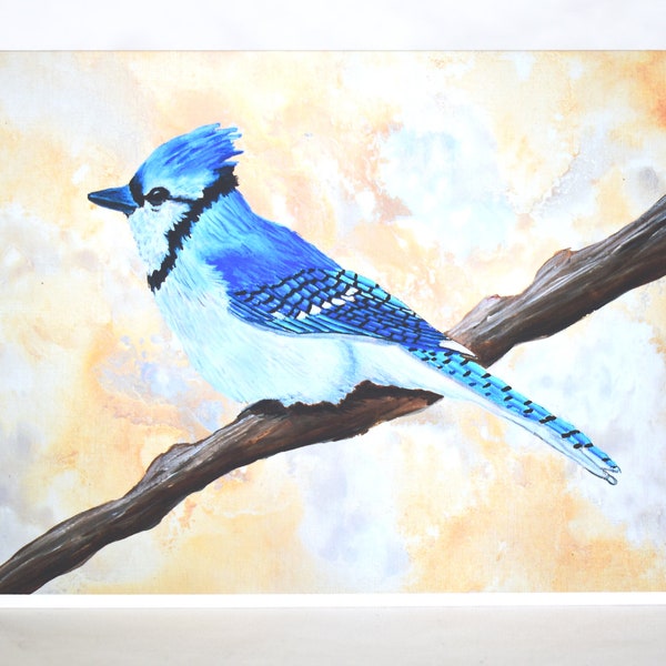 Blue Jay Greeting Card, Stationary and Bird Lover Art Print and Gift, 5x7 inch Folded Blank Greeting Card with Envelope