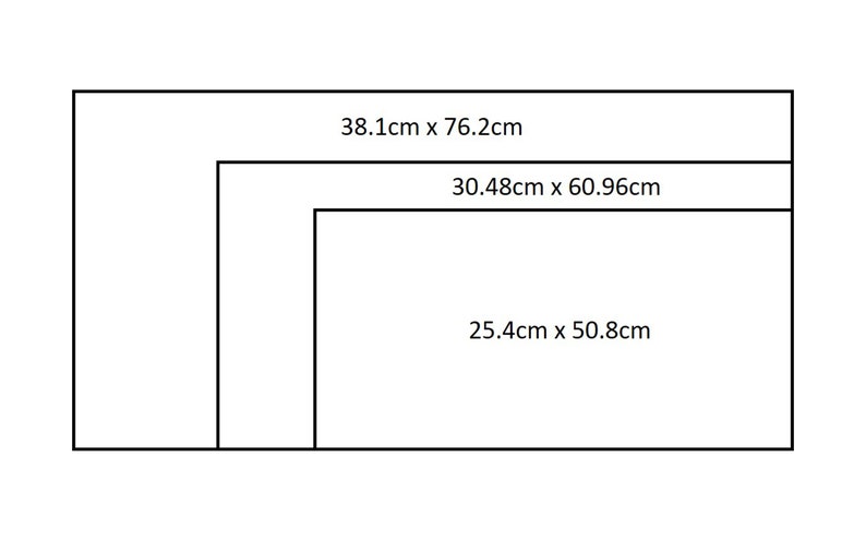 May include: Three nested rectangles with dimensions labeled in centimeters. The largest rectangle measures 15 inches by 30 inches. The middle rectangle is 12 inches by 24 inches. The smallest rectangle is 10 inches by 20 inches.