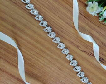 Handmade Blue Canvas Fabric Pearl Bridal Belt - Etsy display picture 1