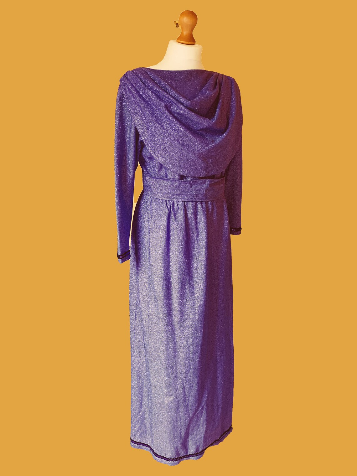 Vintage diva glitter lurex maxi dress with front sash/ bib Etsy