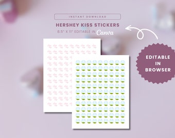 Printable Hershey Kiss Sticker, Hershey Kiss Labels, Kiss Sticker Blank Template, Editable Sticker Template, Mini Kiss Wrapper