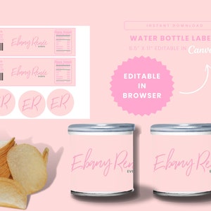 Customizable Chip Label Template, Party Wedding Favor Gifts for Guest, Digital Editable Chip Label Template, Chip Bag Template, Custom Chips