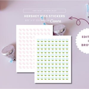 Printable Hershey Kiss Sticker, Hershey Kiss Labels, Party Favors,  Baby Shower Favors, Wedding Favors,