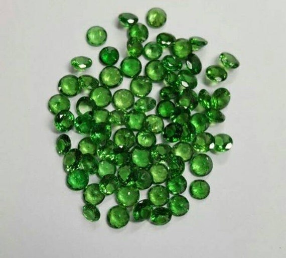 Natural Tsavorite Garnet Faceted Round 1mm  4mm Green Colour Stone Wholesale Lot