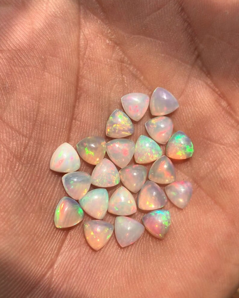 Quality Multi Fire Opal Trillion Shape Size Lot Loose Gemstone loose gemstone calibrated 7mm Natural Ethiopian Opal AAA Price Per Piece