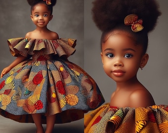 Robe d'ankara pour petite fille, robes à imprimé africain pour filles, robe d'anniversaire pour fille, robes de princesse africaines