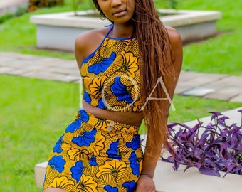 The Gidi Two Piece Halter Top and Micro Skirt, Ankara Summer Outfits