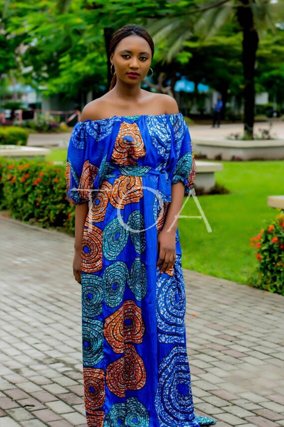 Flowing Ankara Silk Dress the Mozambique Dress Maxi Ankara - Etsy Australia